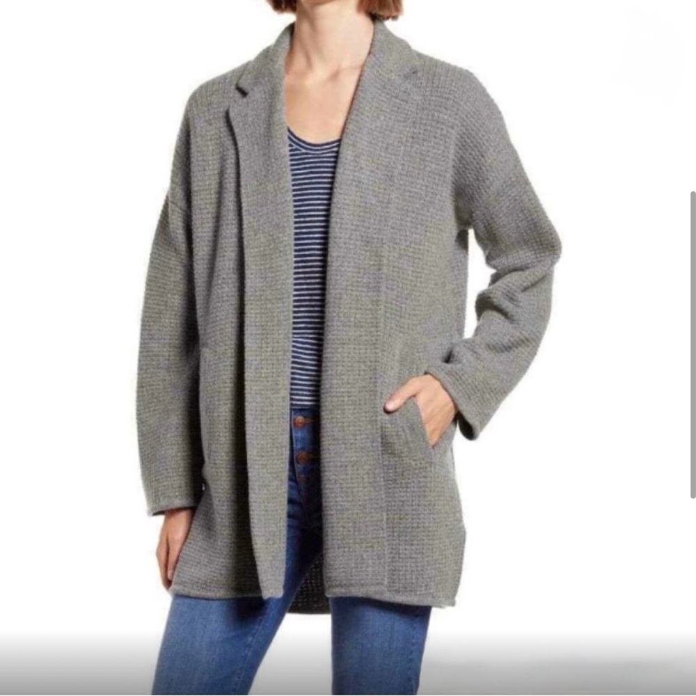 Oversized Madewell Gray Textured Open Front Cardi
